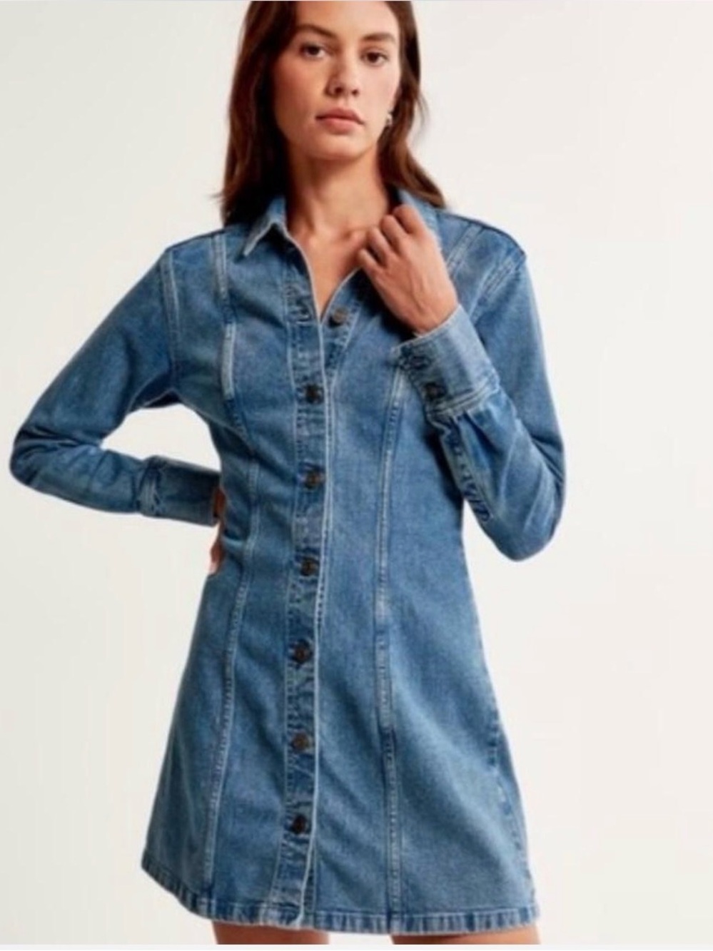 Abercrombie & Fitch long-sleeve denim mini dress medium wash size medium